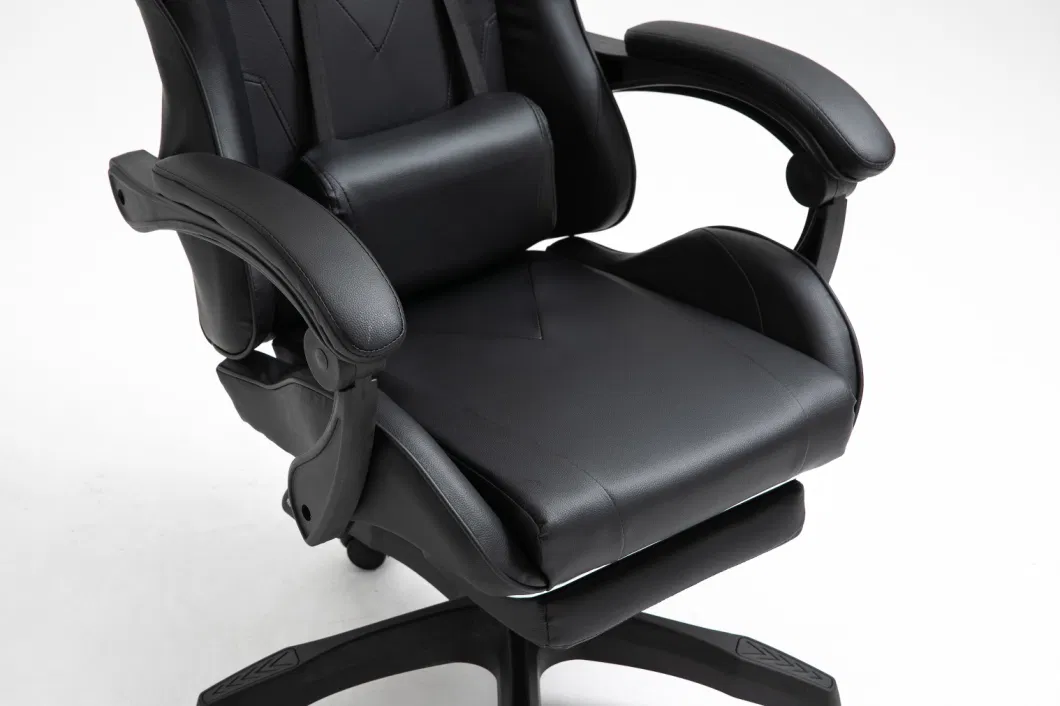 Black Swivel Game Furniture Metal Frame Adjustable Armrest Racing Gaming Chair