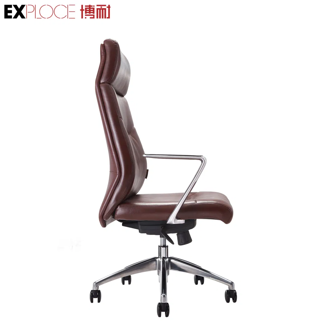 Modern Boss Office High Back Luxury Leather Office Furniture PU Exectuive Chair Aluminum Alloy Base