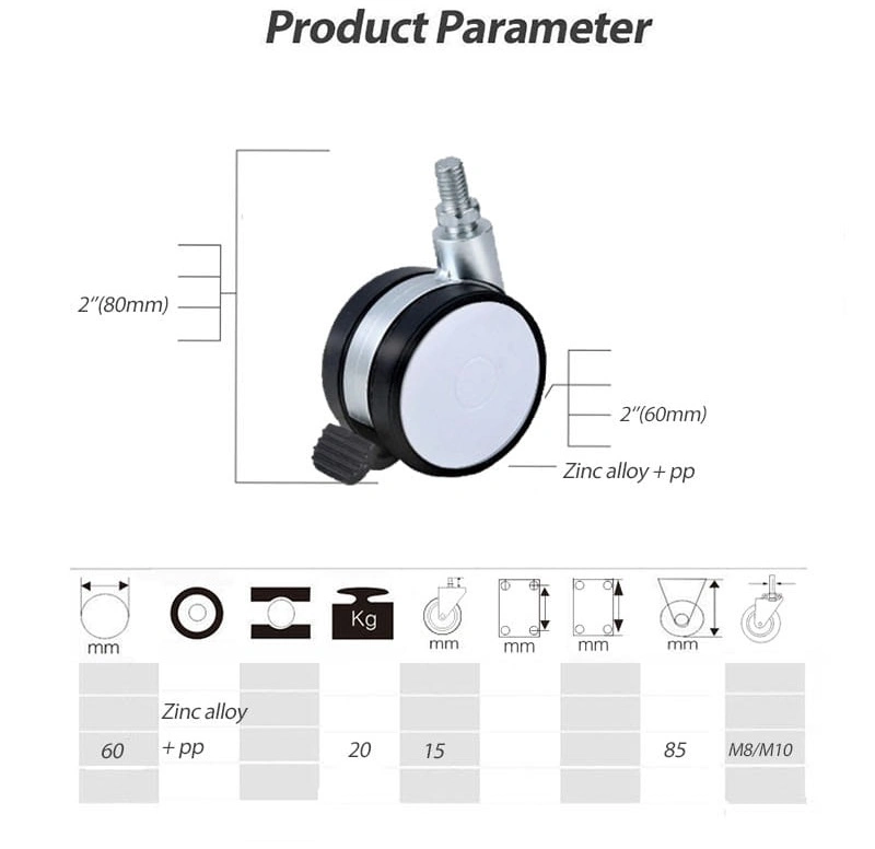 Furniture Hardware Replacement Gaming Office Caster for Chairs Wheel Accessories with Brake