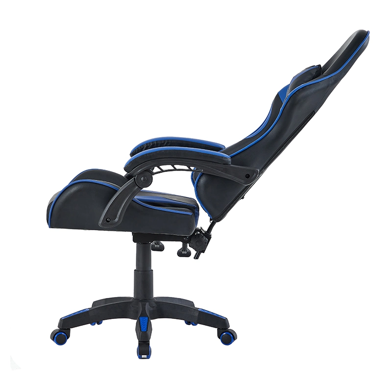 Comfortable Blue Leather Reclining Gaming Chair