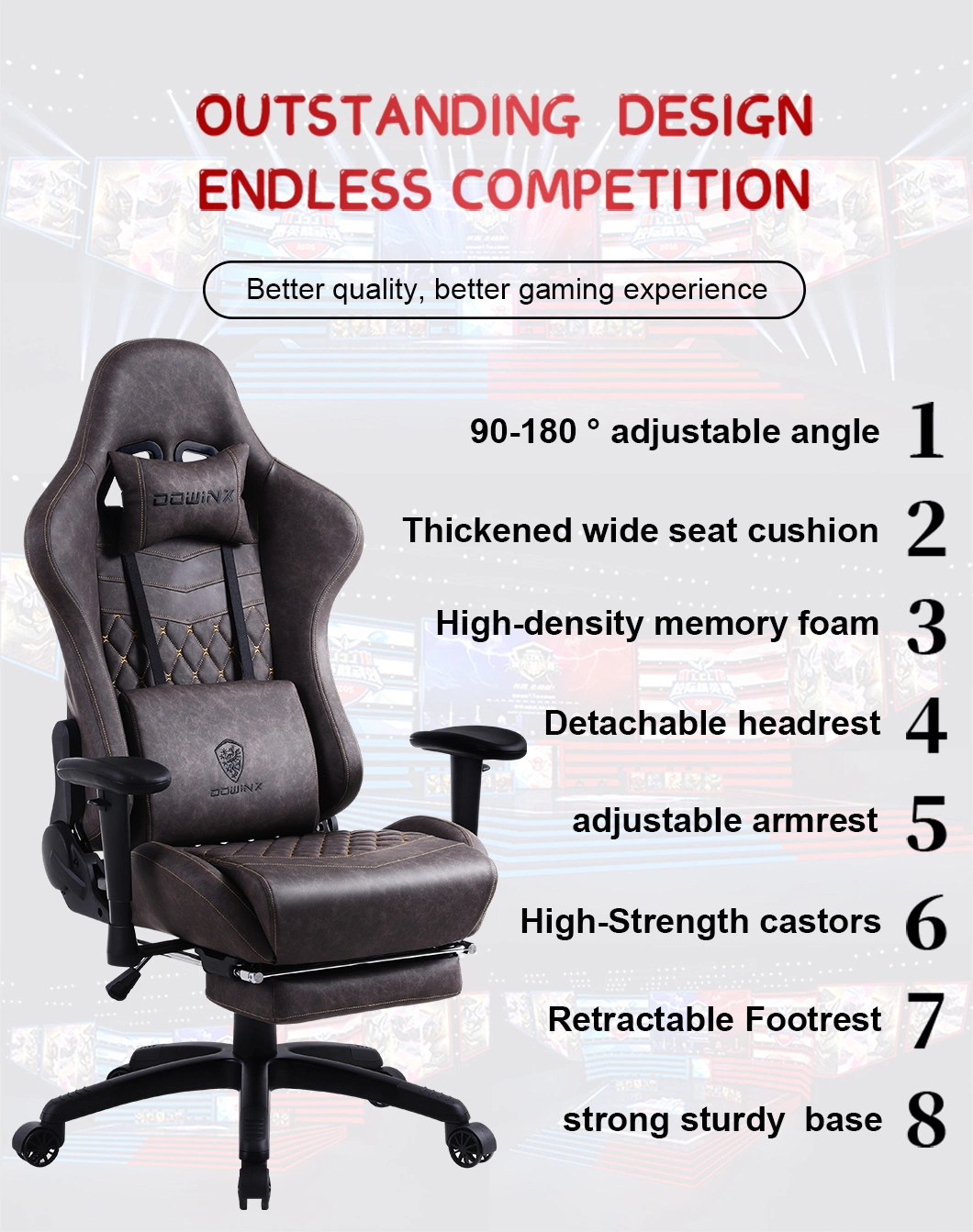 China Manufacturer Adjustable Armrest Ergonomic Swivel Computer Gaming Chair with Customized Logo