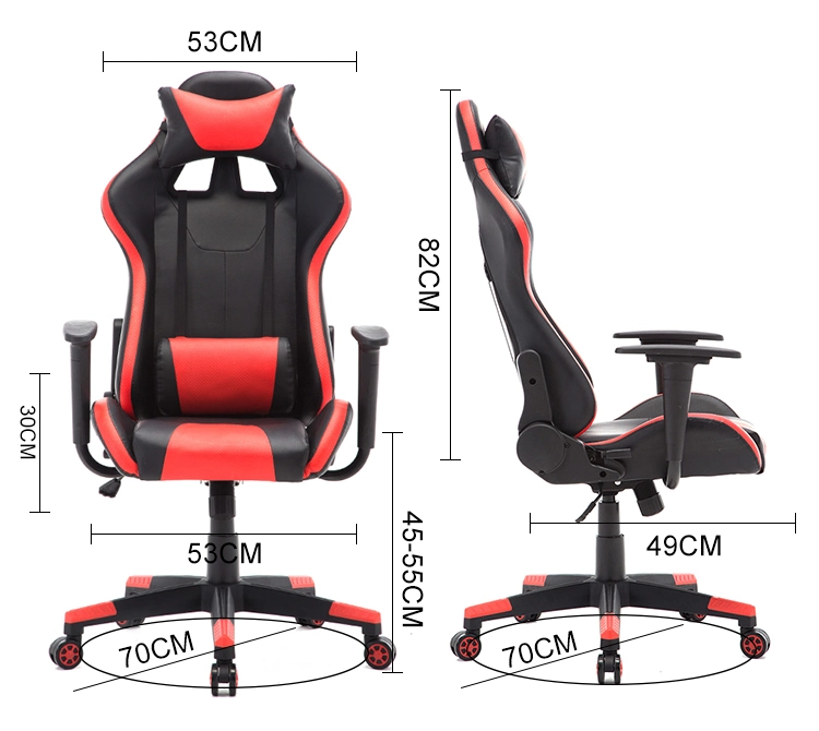 Gaming Chair Fixed Armrest Swivel Adjustable PVC Leather Computer Silla Gamer Office Chair