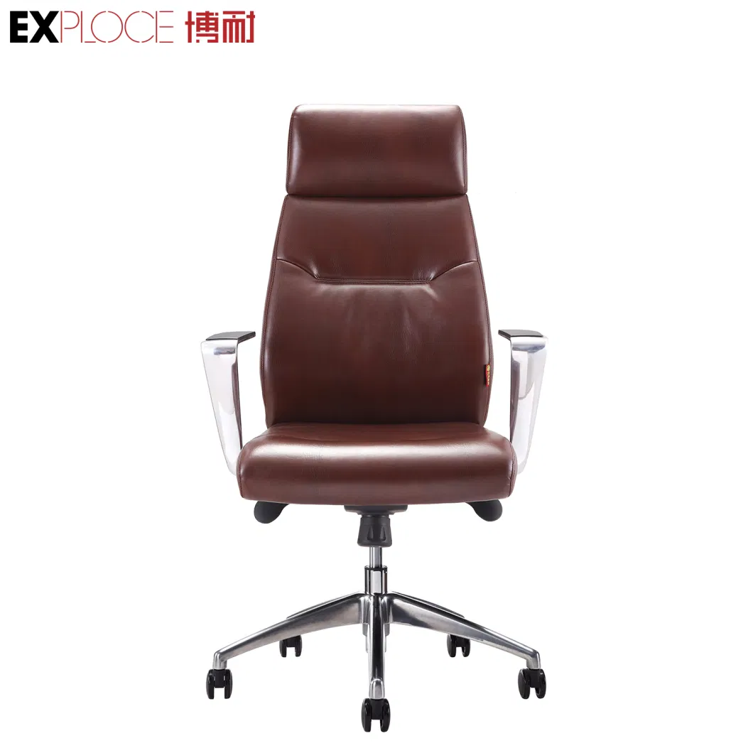 Modern Boss Office High Back Luxury Leather Office Furniture PU Exectuive Chair Aluminum Alloy Base