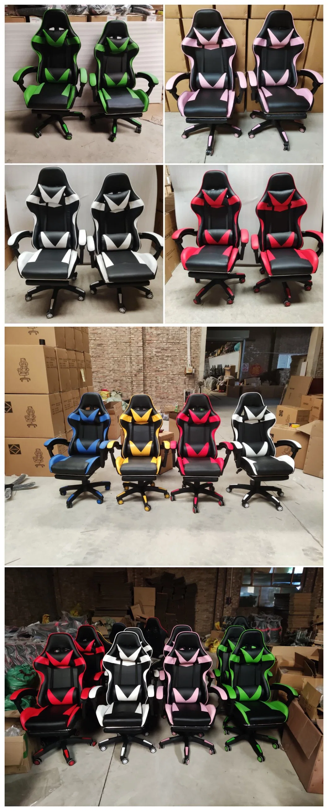 2023 Gaming Chair Custom Logo PU Leather Gaming Chair Nylon Headrest Backrest Adjuster Gaming Chair