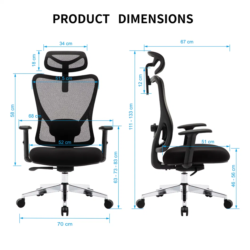 Enjoyseating Ergonomic Office Chair Lumbar Support Big and Tall 400 Lbs High Back Mesh Chair with Adjustable 2D Headrest