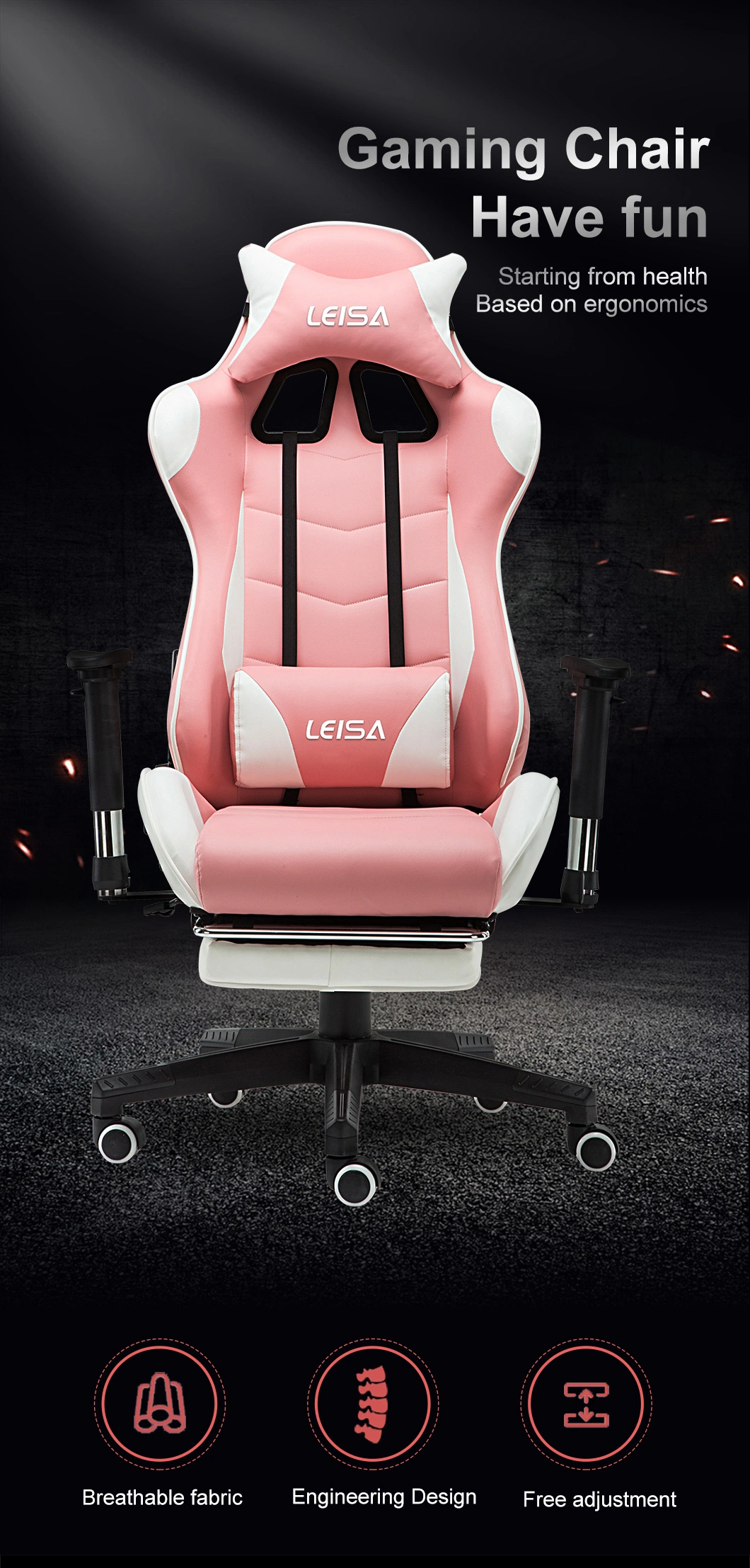 Factory Direct Racing Style Comfortable Healthcare Ergonomic 360 Swivel Office Gaming Chairs with Headrest