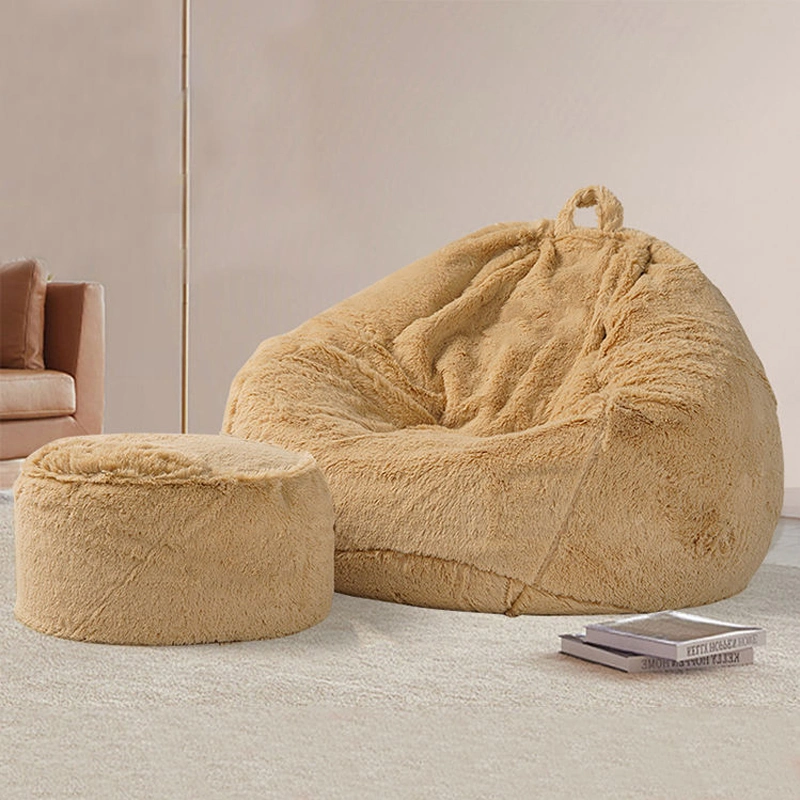 Lazy Sofa Indoor Poly Beans Filling Faux Fur Bean Bag Chair