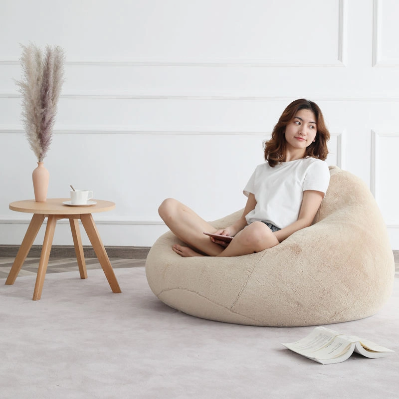 Lazy Sofa Indoor Poly Beans Filling Faux Fur Bean Bag Chair