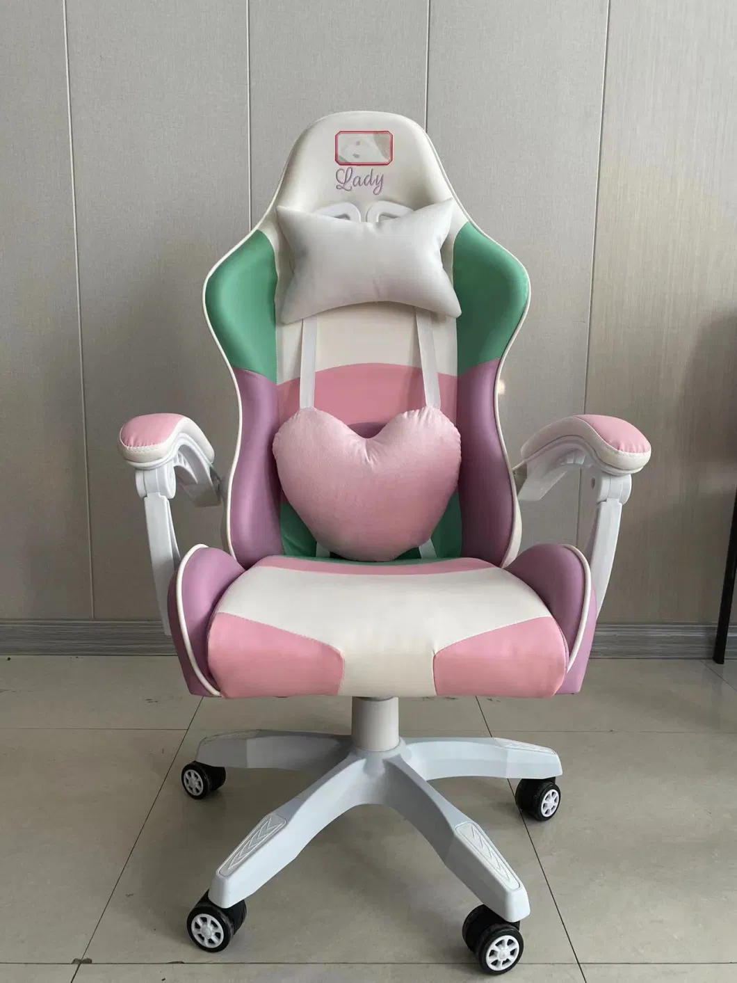 Wholesale Computer Racing Chair Rainbow Pink Green PU Gaming Chair