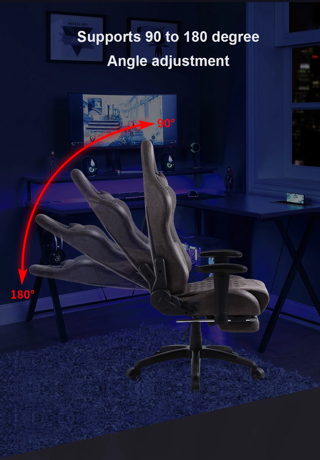 China Manufacturer Adjustable Armrest Ergonomic Swivel Computer Gaming Chair with Customized Logo