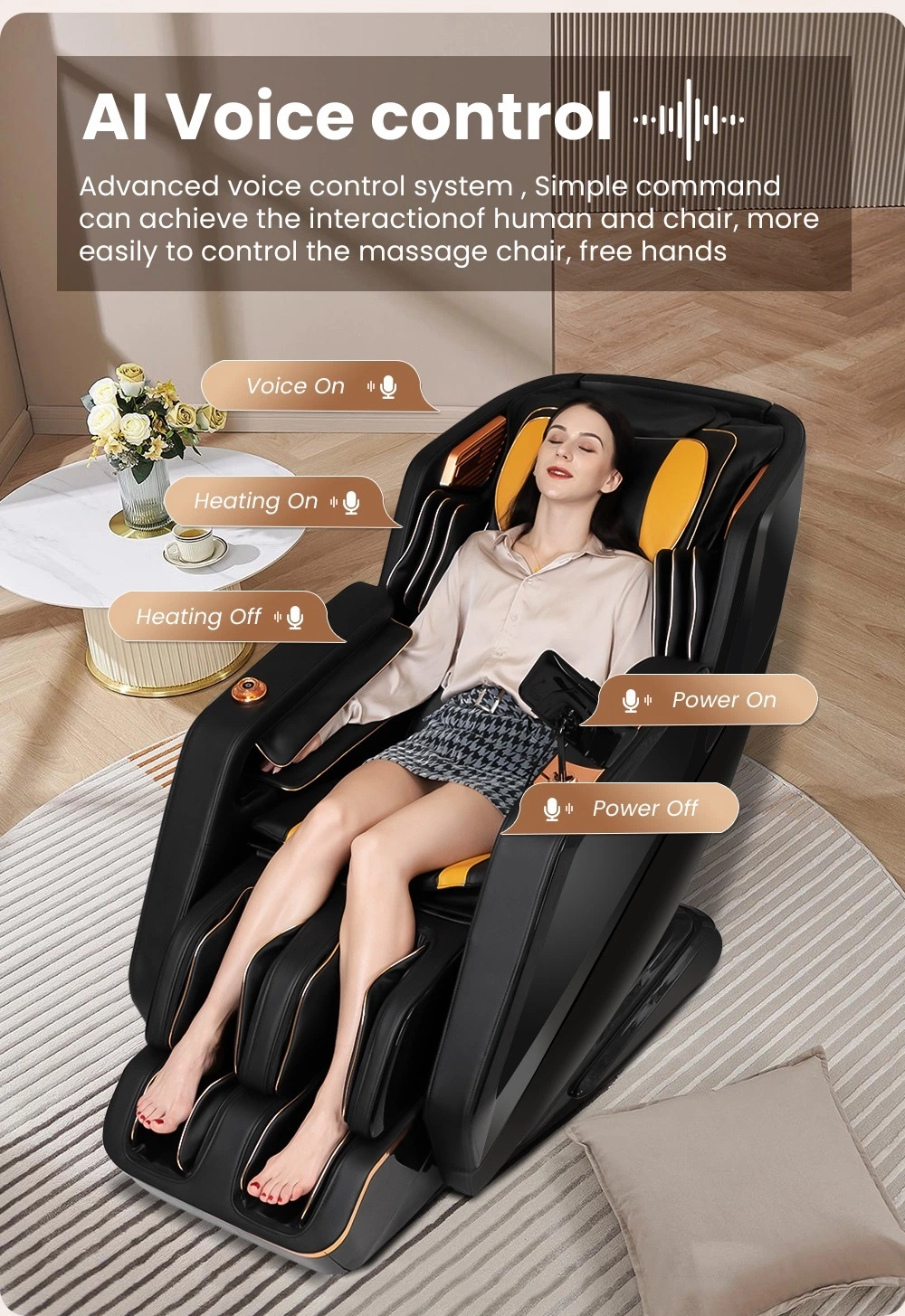 Home Use Japanese Voice Control Full Body Relaxation Massage Chair