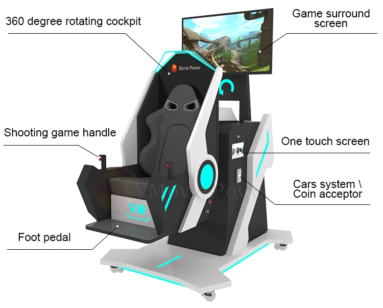 Amusement Park Coin Game Machine Virtual Reality Amusement Ride 9d Vr 360 Flight Chair