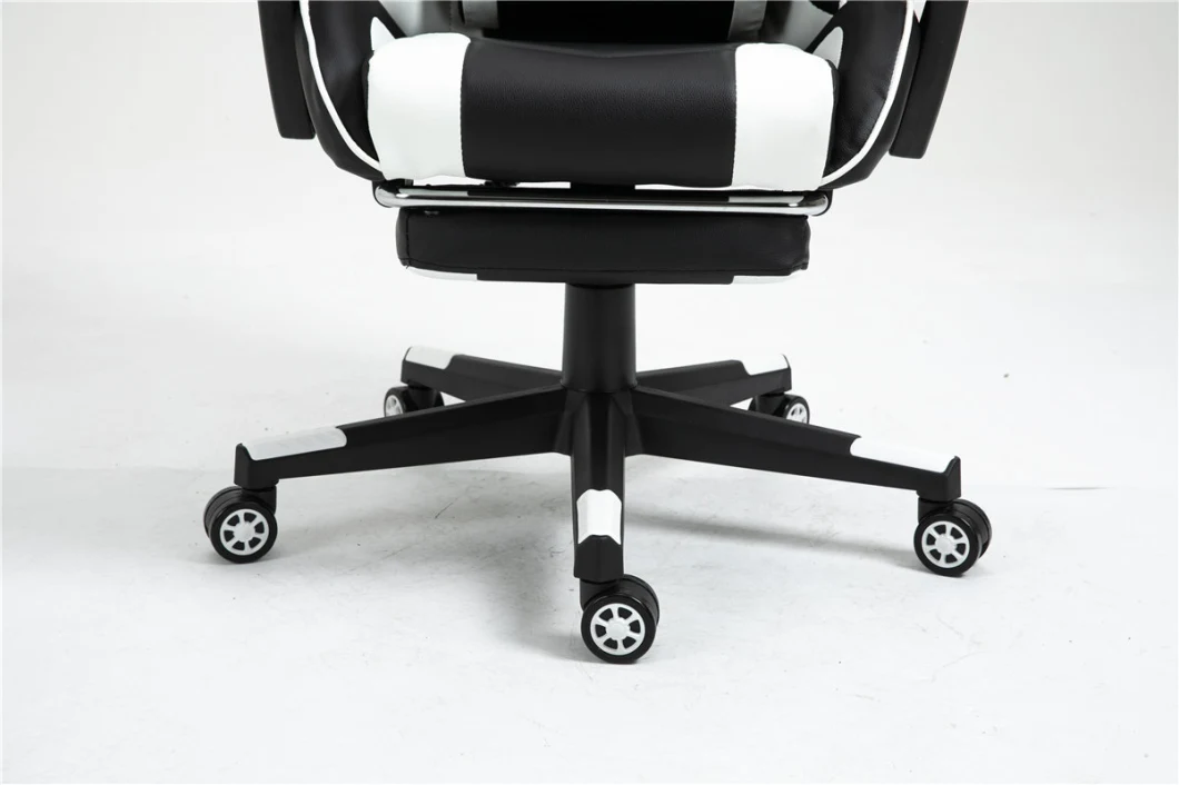 Black White Modern Gaming Chair High Back Ergonomics Racing Chair with Footrest