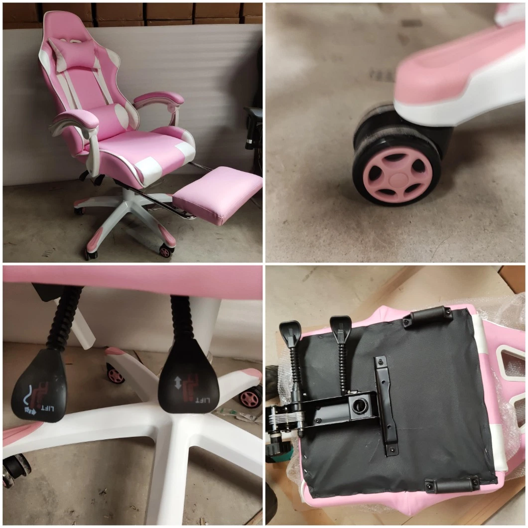Hot Selling Pink Gaming Chair Custom Swivel Chair for Gamer Gaming Chair with Footrest