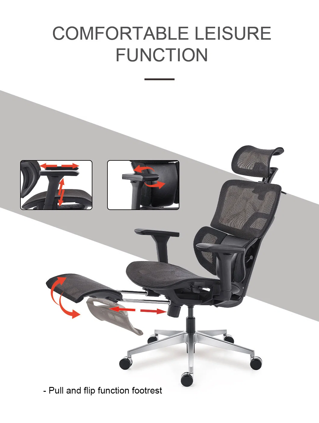 High Back Ergonomic Office Furniture Rotating Computer Gaming Furniture Gaming Chair with Footrest