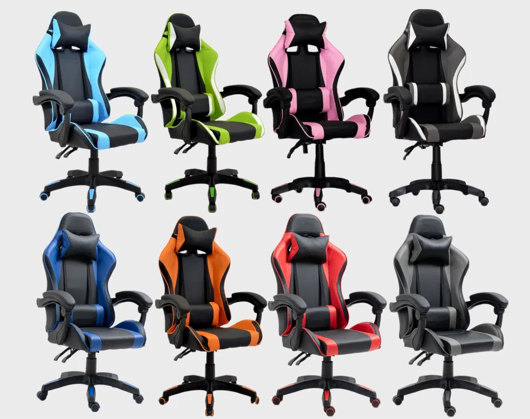 Blue Gaming Chair Best Seller Linkage Armrests Reclining Racing Chair with Footrest