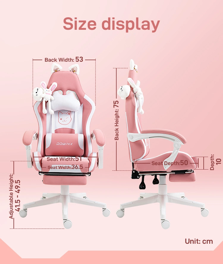 Gaming Chair with Cute Ears Gamer Chair for Girl with Footrest