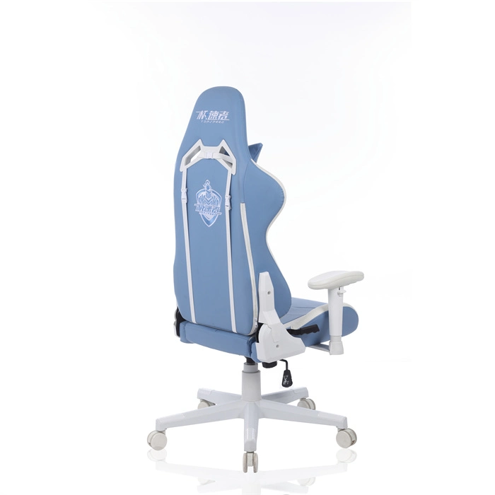 Sports Racer Gaming Chair with Light Blue&White Upholstery