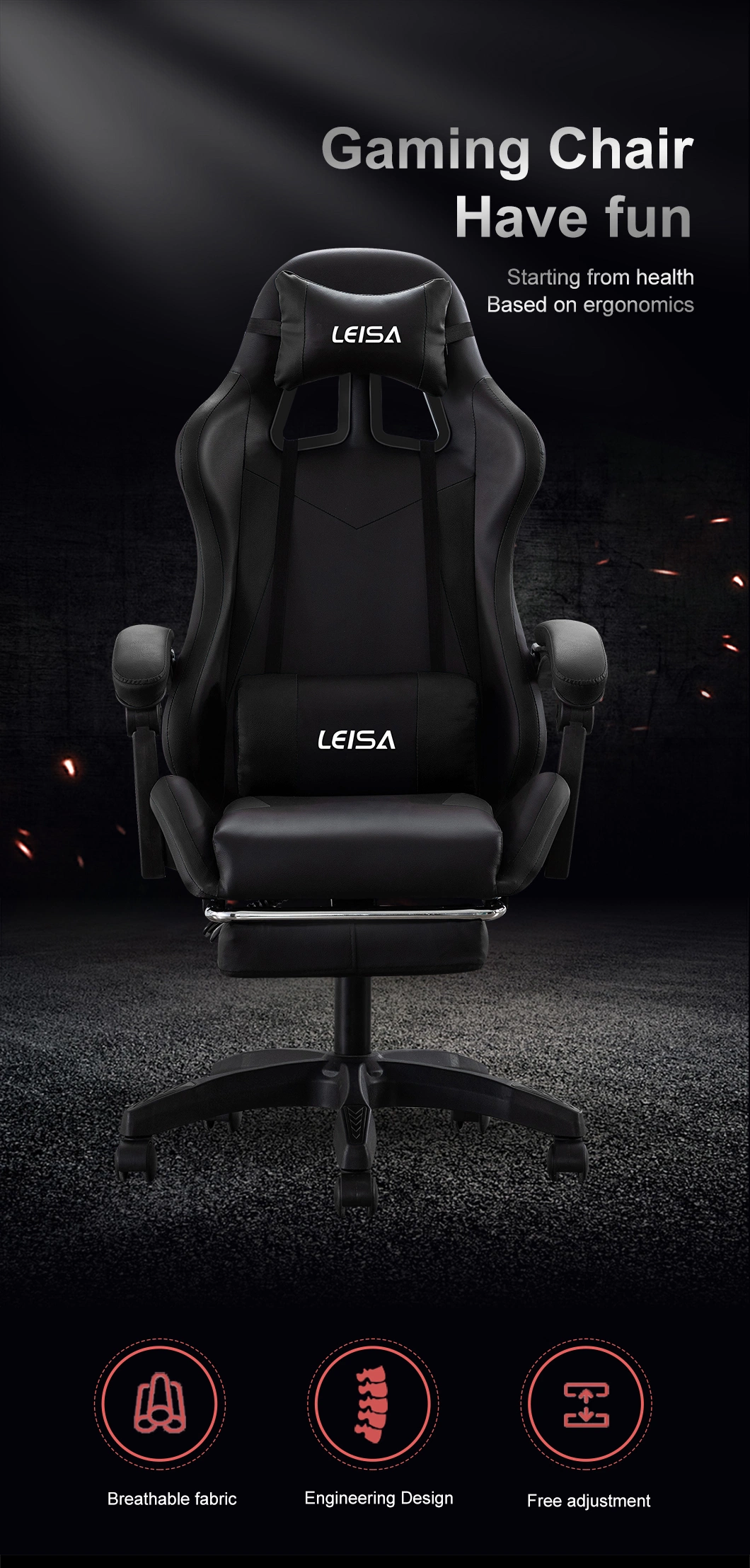 Comfortable Cover Ergonomic Office Recliner Experience Adjustable Adult 180 Degree Office Swivel Computer Gaming Chair