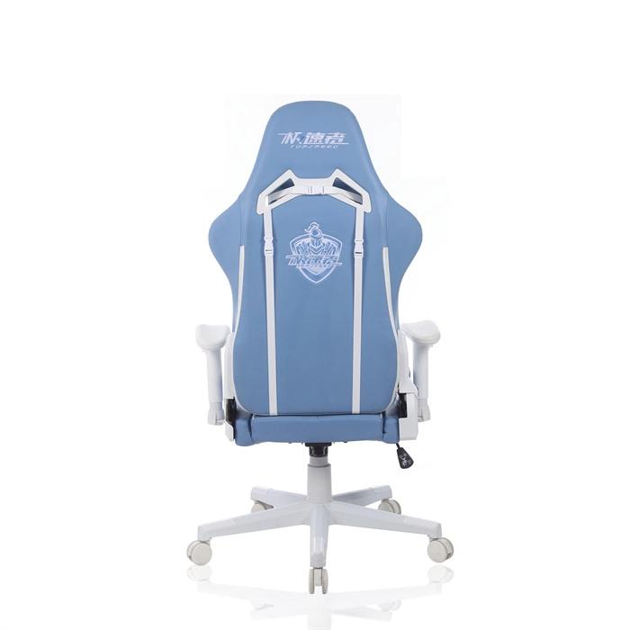 Sports Racer Gaming Chair with Light Blue&White Upholstery