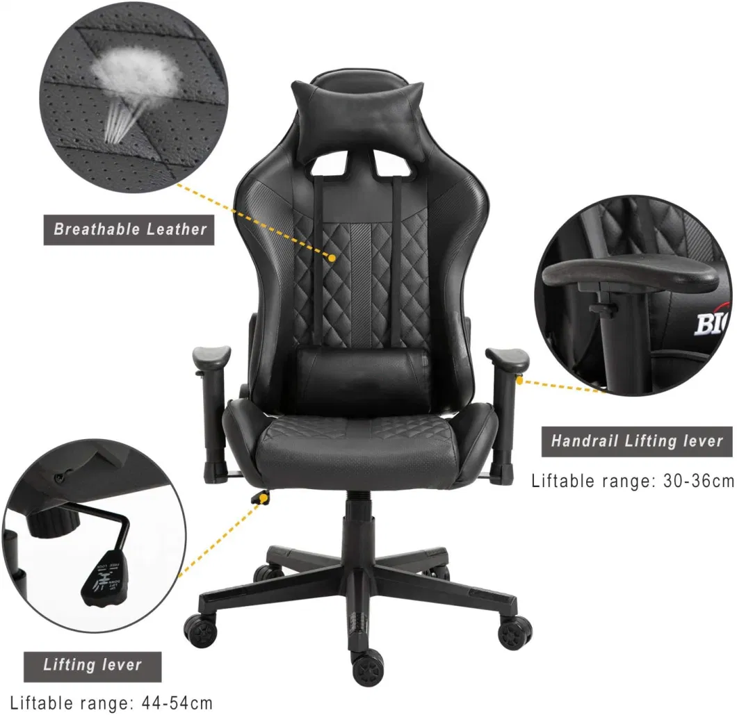 Most Popular Recliner Black Racing Computer PC RGB Gaming Chair with Armrest