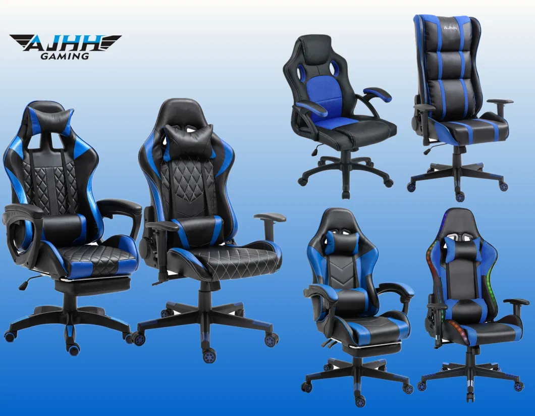 Blue Gaming Chair OEM 2D Armrest Ergonomic Office Working Chair Home Decoration Racing Chair