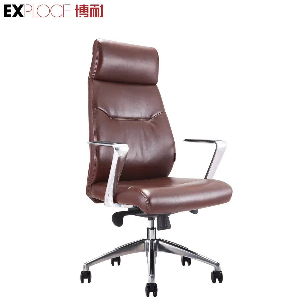 Modern Boss Office High Back Luxury Leather Office Furniture PU Exectuive Chair Aluminum Alloy Base