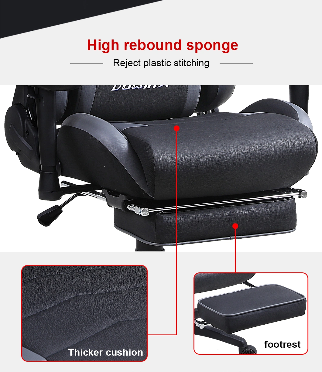 2022 Anji Leisa Luxury High Back Fabric Swivel Ergonomic Silla Gamer Gaming Chairs Racing with Leg Rest