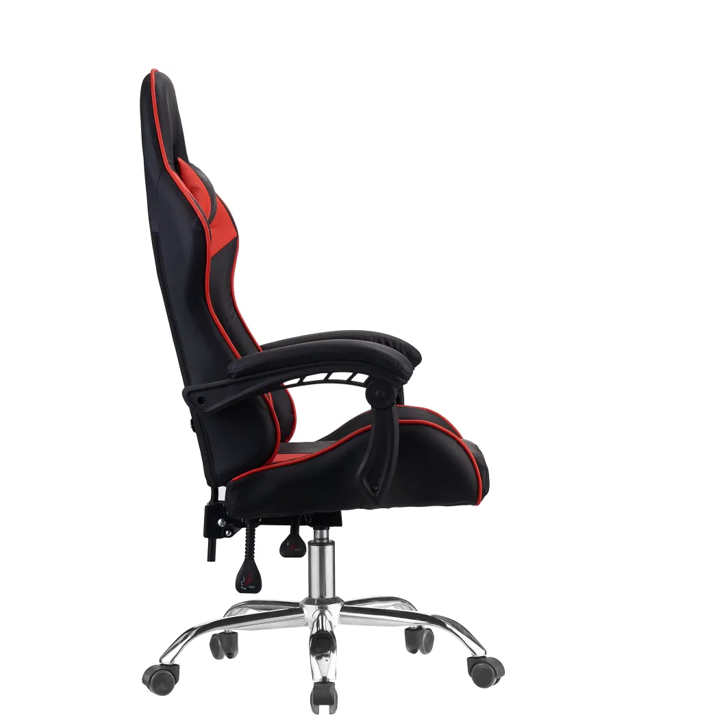 Best Sale High Backrest Black Gaming Racing Chair Upholstered Cushion Chromed Base