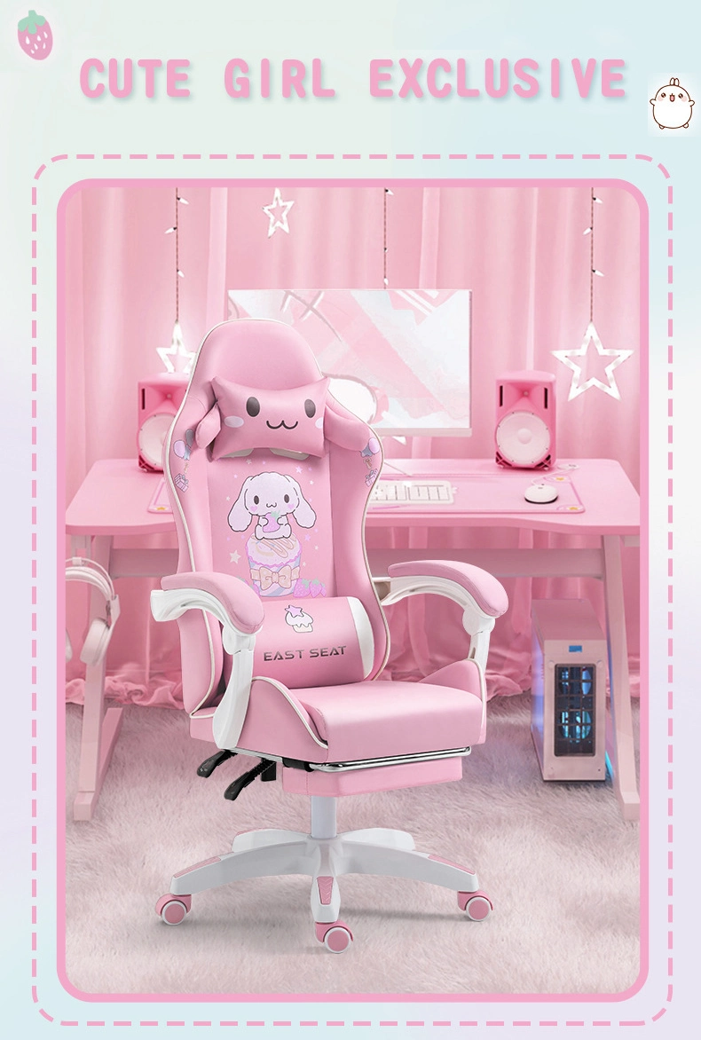 High Quality Custom Anime Leather Ergonomic Recliner Cute White Yellow Game Silla Gamer Chair Gaming Chair for Girls