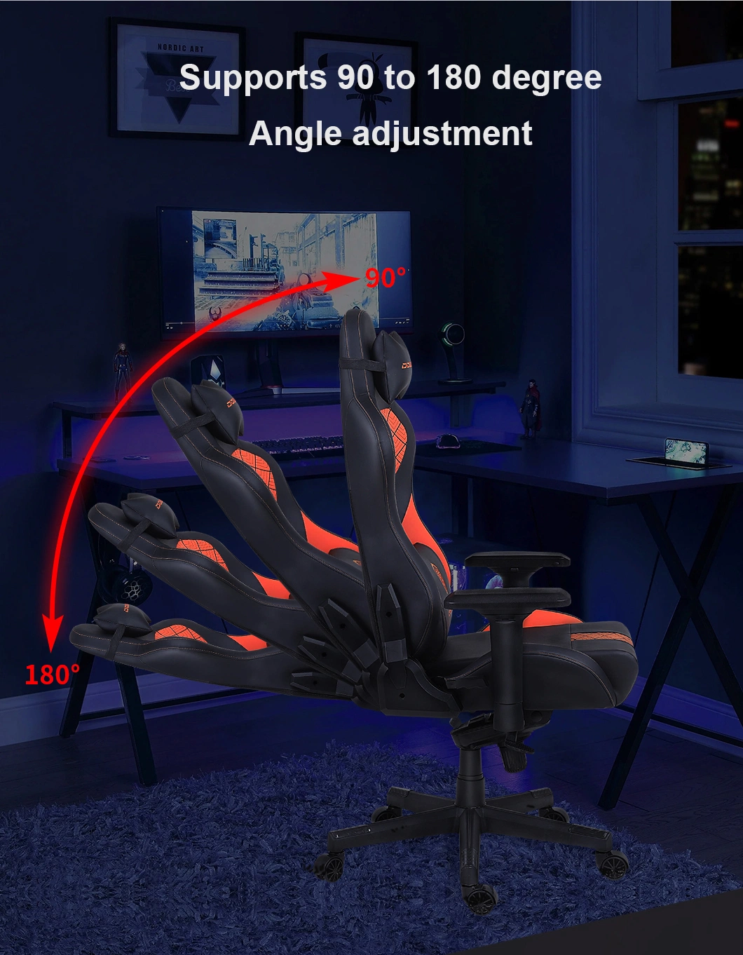 Soft Fabric Gaming Chair Comfortable Somatosensory Can Lie Down Large Quantities of Low-Cost Chairs