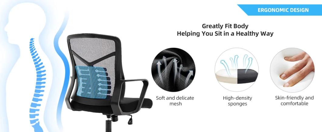 Ergonomic Mesh Chair with Lumbar Support Adjustable Height Swivel Computer Task Chair