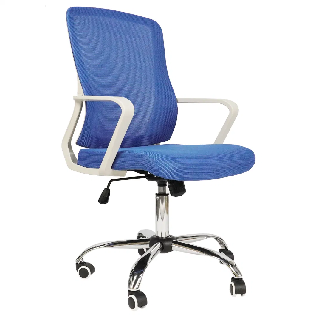 Manufacturers Cheap Wheel Base Middle Back Staff Office Desk Working Chair with Fixed Armrest