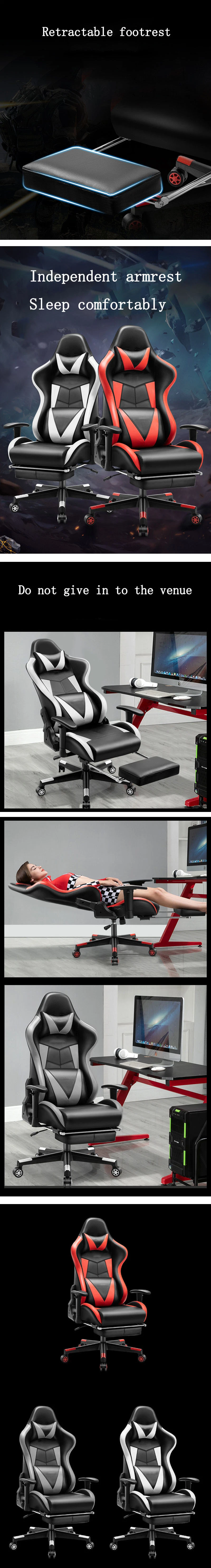 Modern Adjustable Armrest Racing Chair White Office Computer Gamimg Chair with Headrest