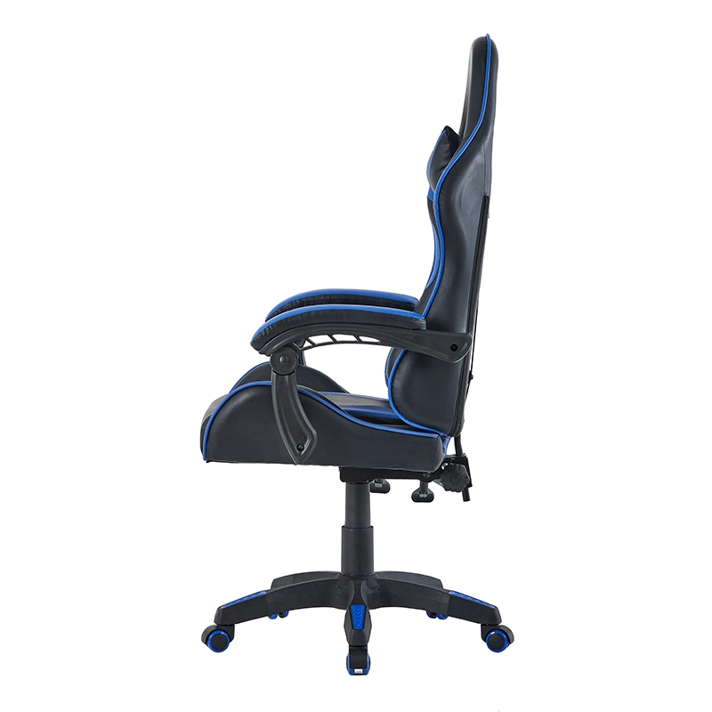 Comfortable Blue Leather Reclining Gaming Chair