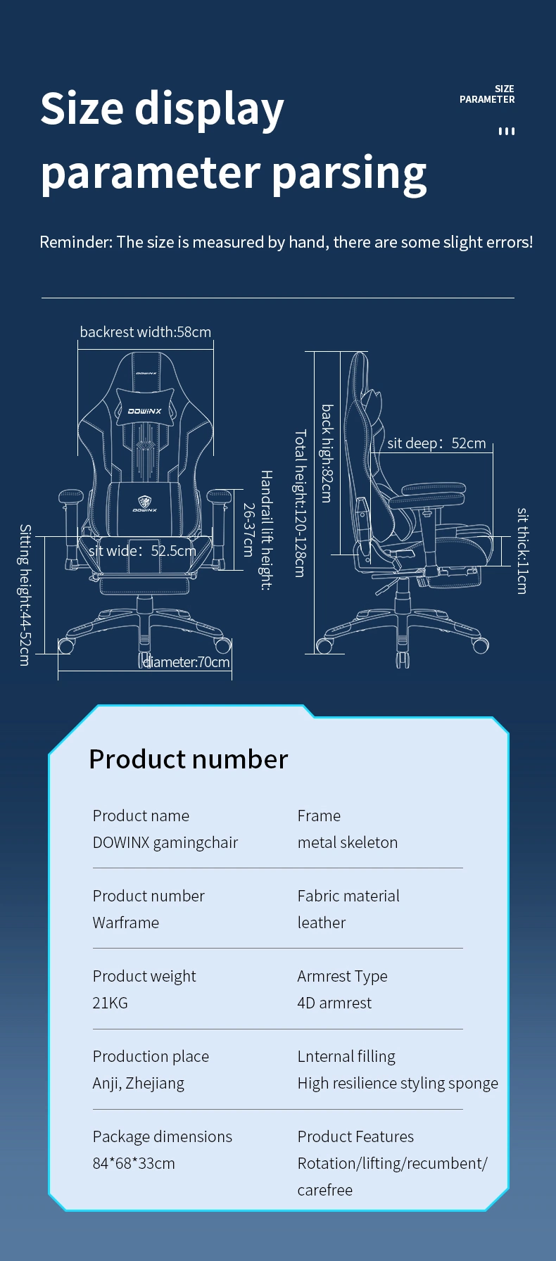 High Qualitypc Computer Large Seat Gamer Chair Noble Gaming Swivel Racing Chair