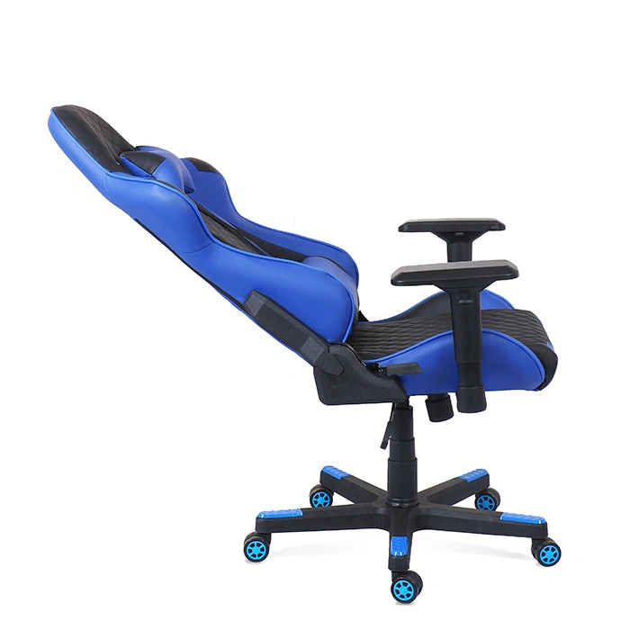 High Weight Capacity Blue Leather Gaming Chair