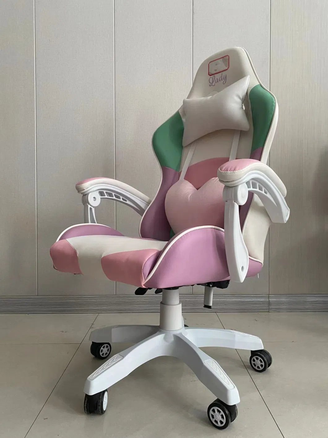 Wholesale Computer Racing Chair Rainbow Pink Green PU Gaming Chair