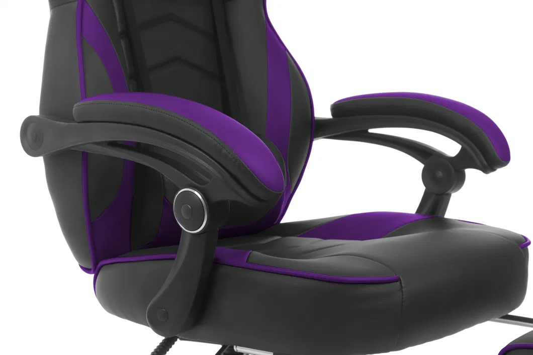 Black&Purple Gaming Chair with Footrest