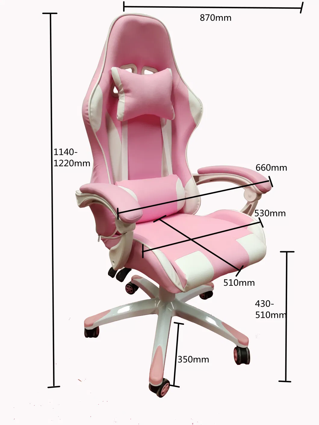 Wholesale Custom Pink White Ergonomic RGB Racing Gaming Chair with Footrest for Gamer