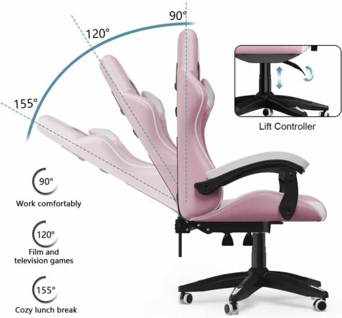 Hot Selling Pink Gaming Chair Custom Swivel Chair for Gamer Gaming Chair with Footrest