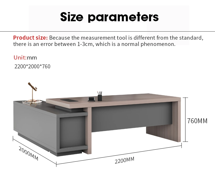 Luxury Lecong Furniture Wood L Shape Executive Office Table and Chair CEO Office Desk
