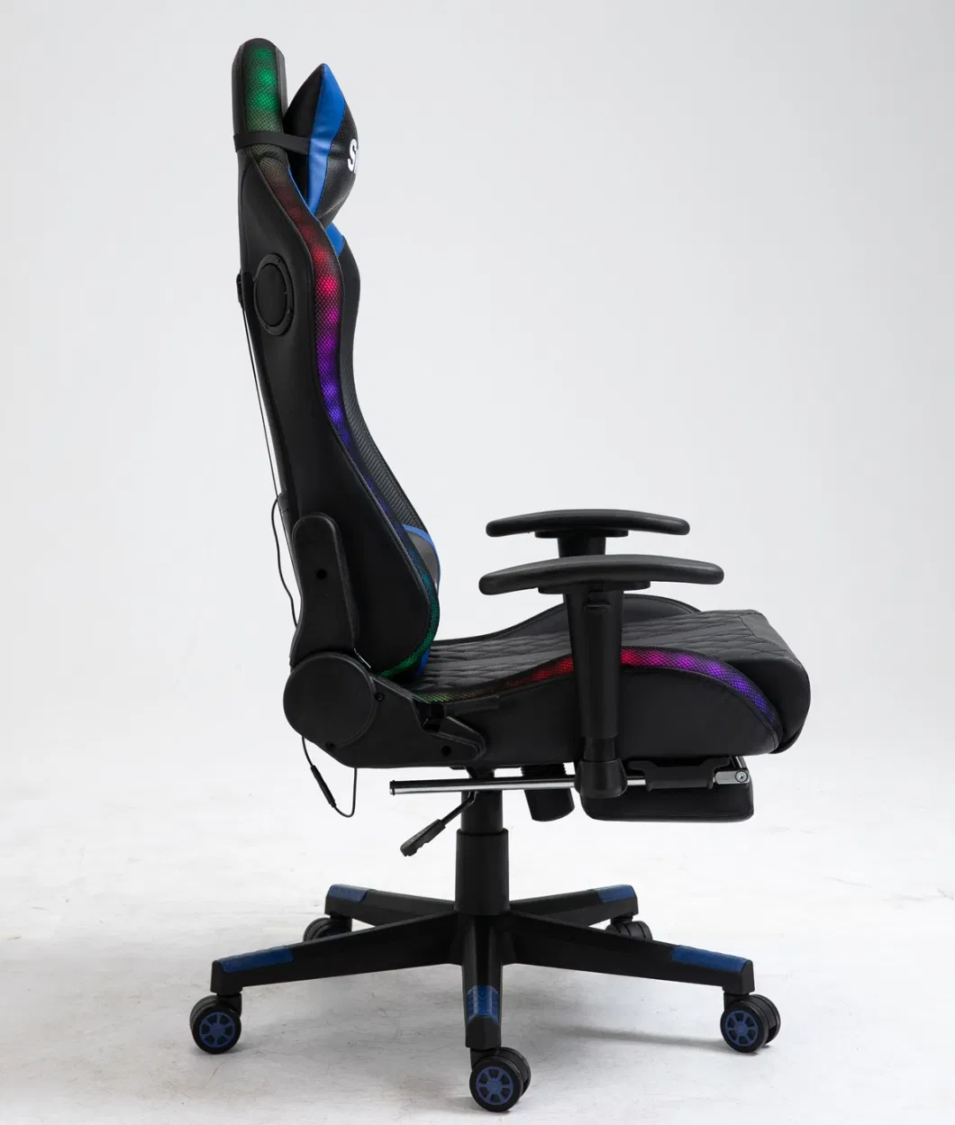 Gaming Chair with Footrest LED RGB Lights and Blueteeth Music Speaker