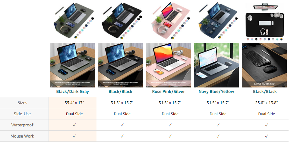 Customizable Color Size and Printing Dual Side Waterproof PU Leather Desk Mat for Office and Home