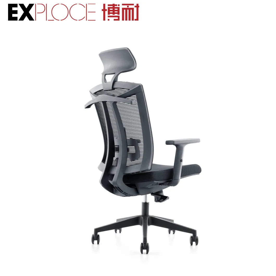 High Back Adjustable Revolving Manager Executive White Swivel Lift Ergonomic Mesh Fabric Gaming Office Chair with Headrest