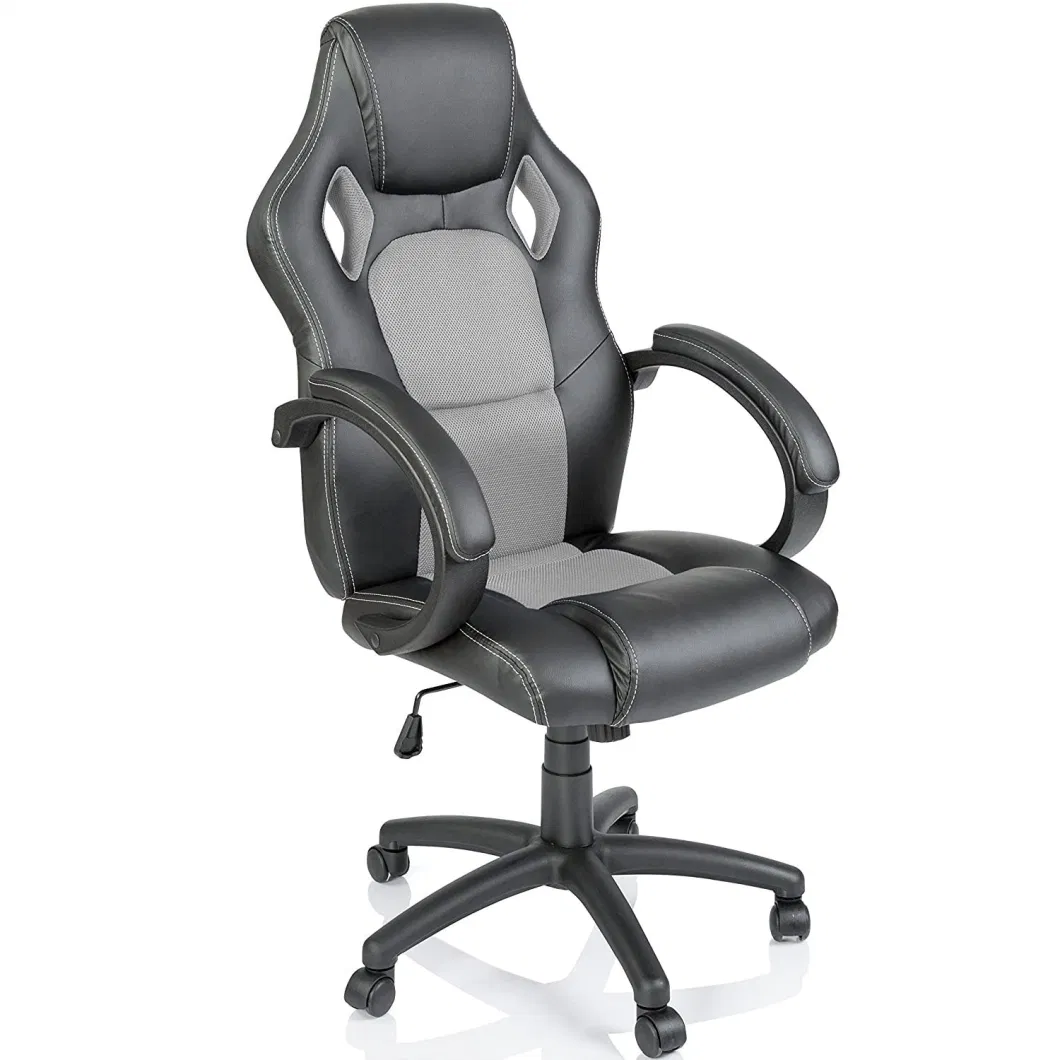 Silla Gamer Black and Blue PVC Reclining Swivel PU Leather Gaming Chair