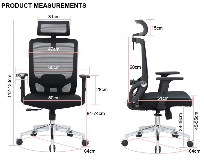 Famous High End Ergo-Human Design Office Chair with Base Support for Staff Work