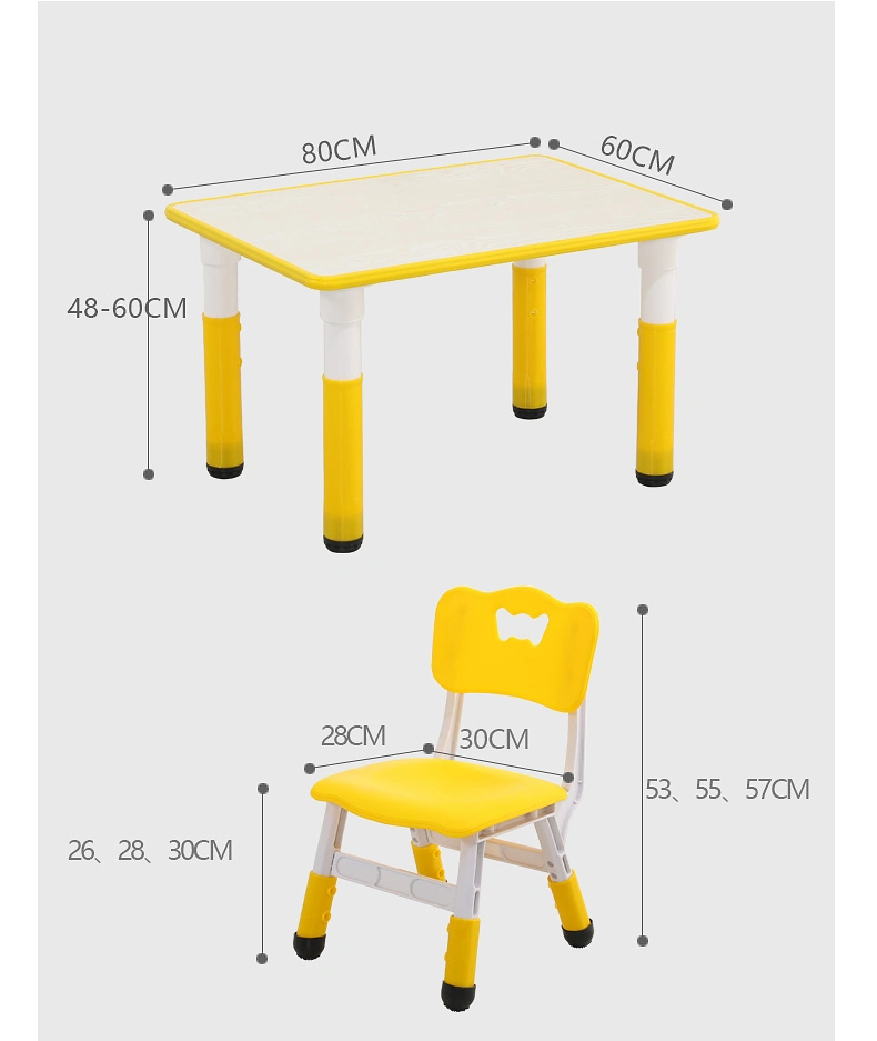 Factory Supply Plastic Adjustable Height Study Table Kids Study Game Table Chair