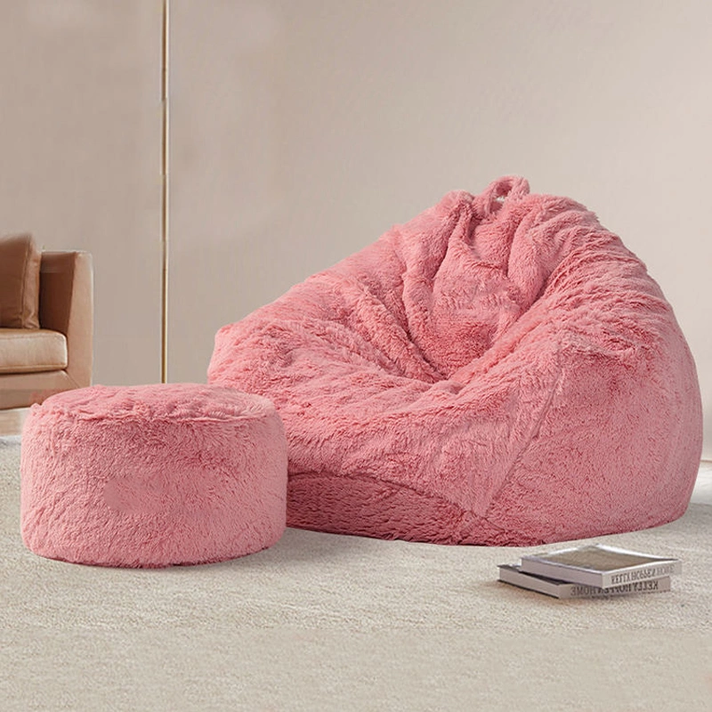 Lazy Sofa Indoor Poly Beans Filling Faux Fur Bean Bag Chair
