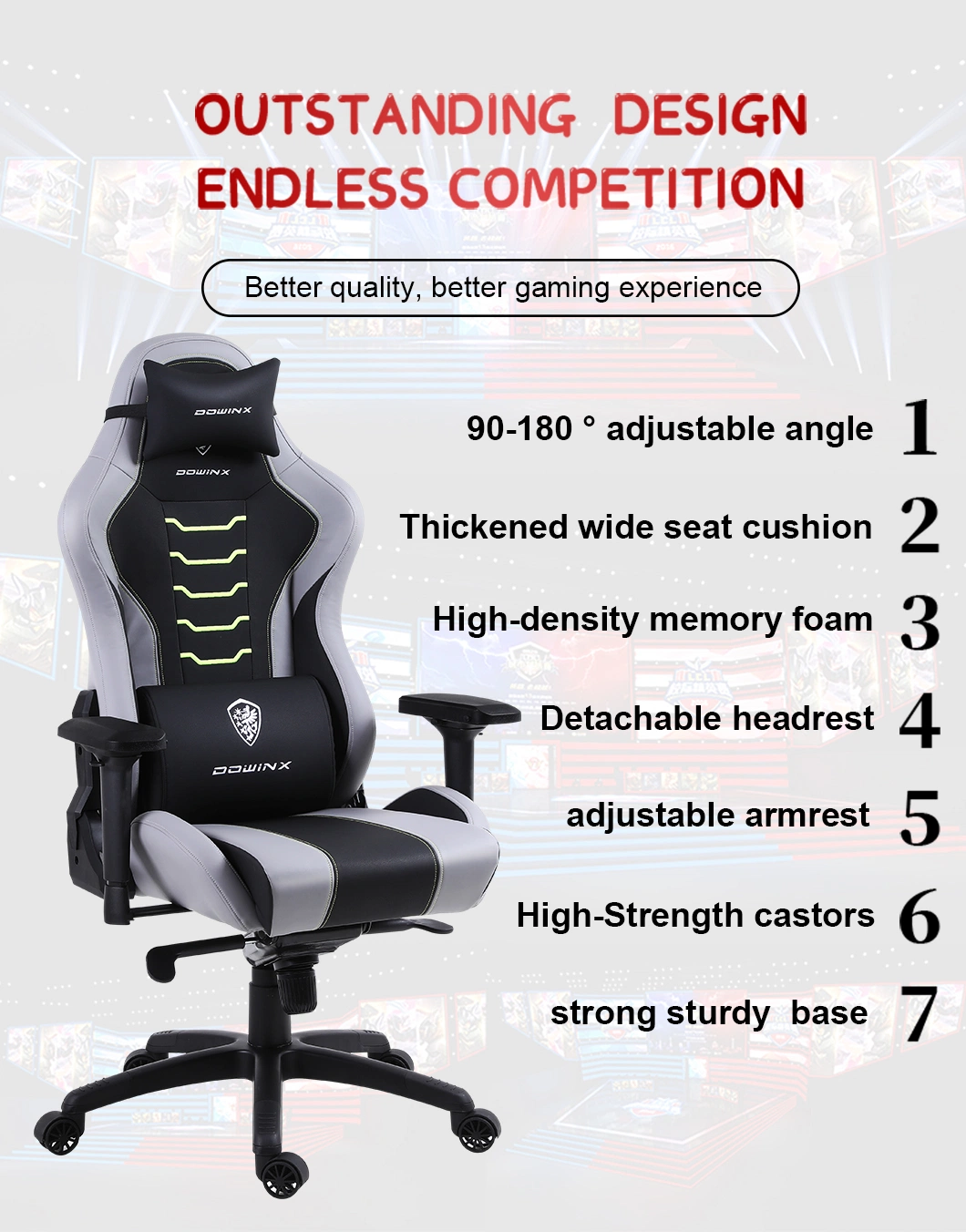 New Design Leather Modern Massage Comfortable Gaming Chair Big and Tall Ergonomic Anji Office Chair for Sale
